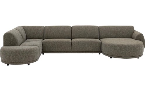 Goossens Bank Benk groen, stof, met chaise longue rechts