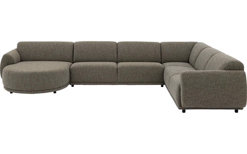 Goossens Bank Benk groen, stof, 2,5-zits, met chaise longue links