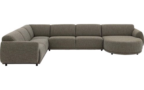 Goossens Bank Benk groen, stof, 2,5-zits, met chaise longue rechts
