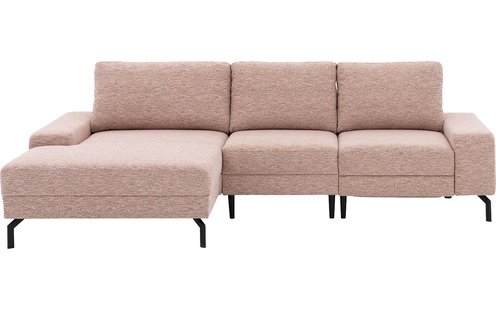 Goossens Bank Valdena roze, stof, met chaise longue links