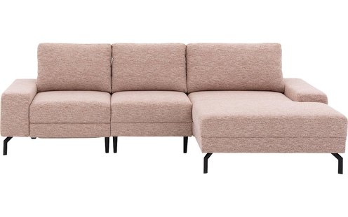 Goossens Bank Valdena roze, stof, met chaise longue rechts