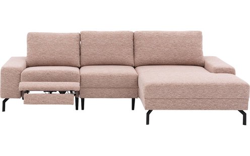 Goossens Bank Valdena roze, stof, met chaise longue links