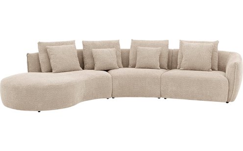 Goossens Bank Fay beige, stof, 1,5-zits, stijlvol landelijk met chaise longue links