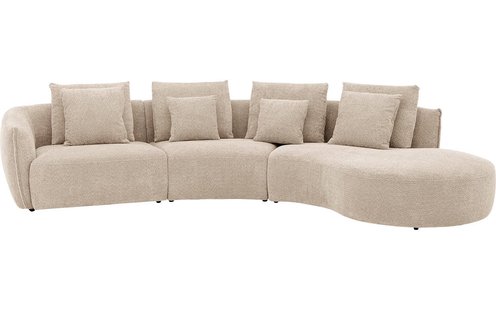 Goossens Bank Fay beige, stof, 1,5-zits, stijlvol landelijk met chaise longue rechts