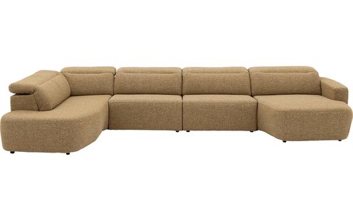 Goossens Bank Comoda geel, stof, 1,5-zits, met ligelement links met chaise longue rechts