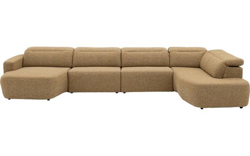 Goossens Bank Comoda geel, stof, 1,5-zits, met ligelement rechts met chaise longue links