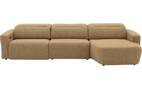 Goossens Bank Comoda geel, stof, 1,5-zits, met chaise longue rechts