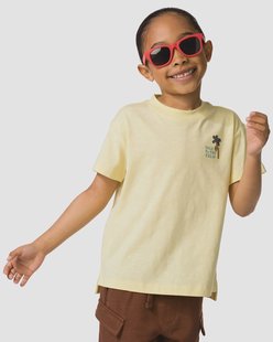 HEMA Kinder T-shirt palm lichtgeel (lichtgeel)