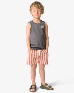 HEMA Kindershort regular fit sweatstof strepen lichtbruin (lichtbruin)