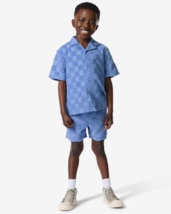 HEMA Kindershort regular fit badstof blokken blauw (blauw)