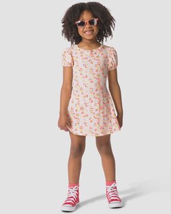 HEMA Kinderjurk A-lijn rib aardbeien ecru (ecru)