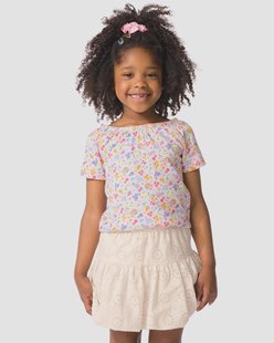HEMA Kinder T-shirt jersey bloemen paars (paars)
