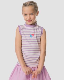 HEMA Kindersinglet rib jersey hartjes lichtpaars (lichtpaars)