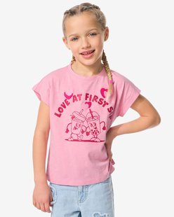 HEMA Kinder T-shirt jersey drinks roze (roze)