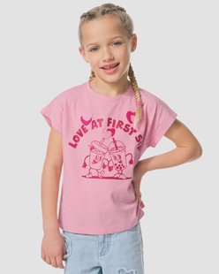 HEMA Kinder T-shirt jersey drinks roze (roze)