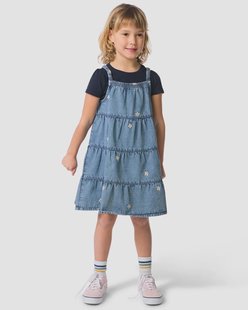 HEMA Kinderjurk A-lijn bloemen blauw (blauw)