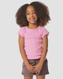 HEMA Kinder T-shirt rib roze (roze)