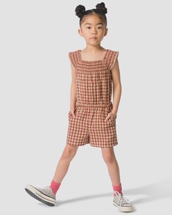 HEMA Kinderjumpsuit seersucker ruit bruin (bruin)