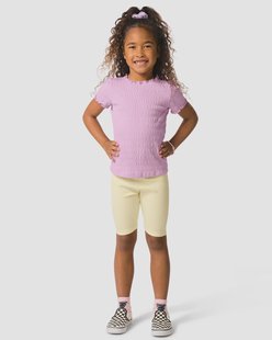 HEMA Kinderleggings kort aansluitend rib bloemen - 2 stuks lichtgeel (lichtgeel)