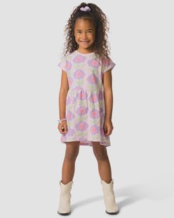 HEMA Kinderjurk A-lijn bloemen lila (lila)