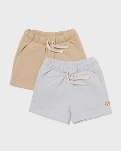 HEMA Babyshorts comfort fit sweatstof strepen - 2 stuks blauw (blauw)