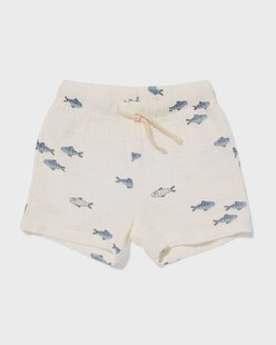 HEMA Newborn short comfy fit mousseline dieren gebroken wit (gebroken wit)