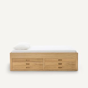 Bed met 4 laden, eikenfineer, OCTAVO