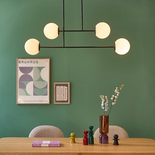 Hanglamp in metaal en opaline glas, Atea