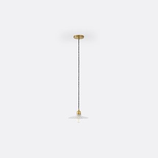 Hanglamp in messing en geribbeld glas Ø20 cm, Iloa