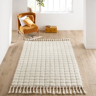 Vloerkleed in wol met dambordmotief, Ladama
