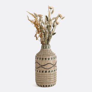 Decoratieve vaas in bamboe H35 cm, Plooming