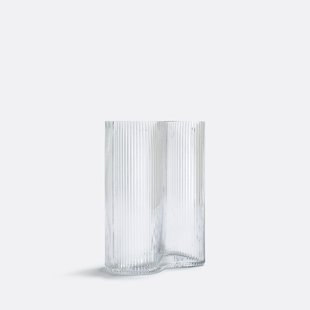 Vaas in geribbeld smoked glas H21 cm, Anija