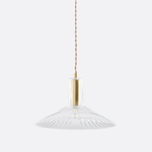 Hanglamp in messing en geribbeld glas Ø24,5cm, Gramma