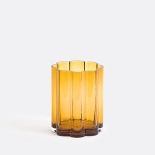 Amberkleurige glazen vaas H20 cm Helia