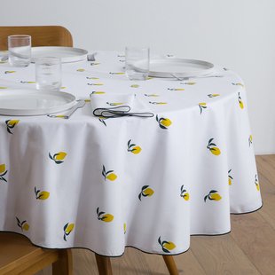 Rond tafelkleed met opdruk, katoen, LEMON