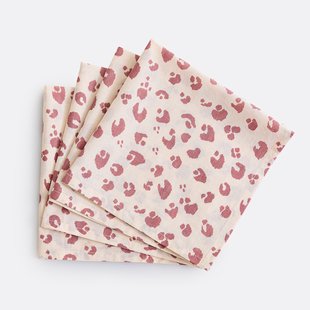 Set van 4 bedrukte katoenen voile servetten, LEAN