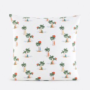 Kussensloop voor kinderen in 50% gerecycled katoen, palmboomprint, TAPAHI
