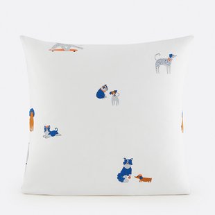 Kussensloop voor kinderen, gewassen katoen, hondenprint, DOG SQUAD