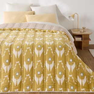 Kantha sprei, ikatprint en strepen, gewassen katoen, ASTANA