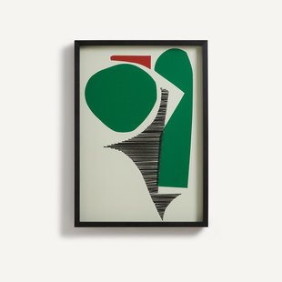 Wandkader van bedrukt papier, met de hand geborduurd, AZIO