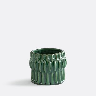 Bloempot van reliëfkeramiek, diameter 13,5 cm, KYRIA