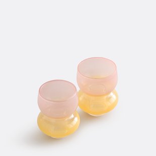 Set van 2 tweekleurige glazen kandelaars, hoogte 8 cm, Solia