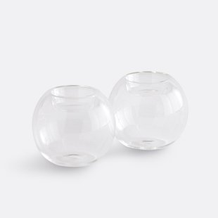 Set van 2 kandelaars van transparant glas, hoogte 7,5 cm, OVIA