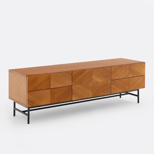 TV-meubel in fineer, met reliëffront,, breedte 150 cm, JEREM