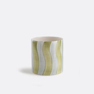 Bloempot met strepen van geglazuurd keramiek, diameter 14 cm, TOUMA