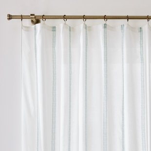 Glasgordijn met gestreept Ikat-motief van katoen, met ringen, Asti