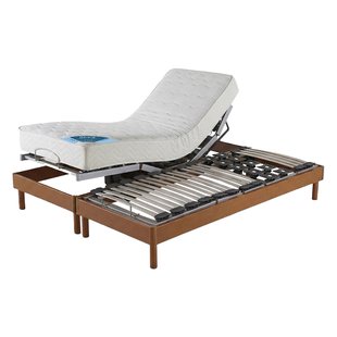 Elektrisch bedset met lattenbodem en blokken, schuimmatras, stevige ondersteuning en poten