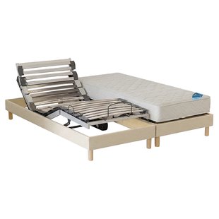 Elektrische bedset met stoffen latten, schuimmatras, stevige ondersteuning en poten