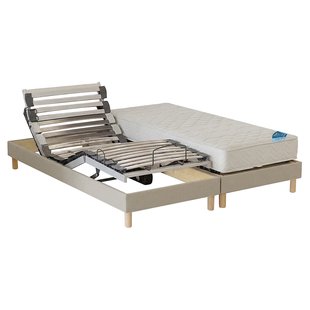 Elektrische bedset met stoffen latten, schuimmatras, stevige ondersteuning en poten