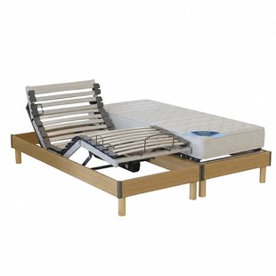 Elektrische bedset met houten lattenbodem, schuimmatras, stevige ondersteuning en poten